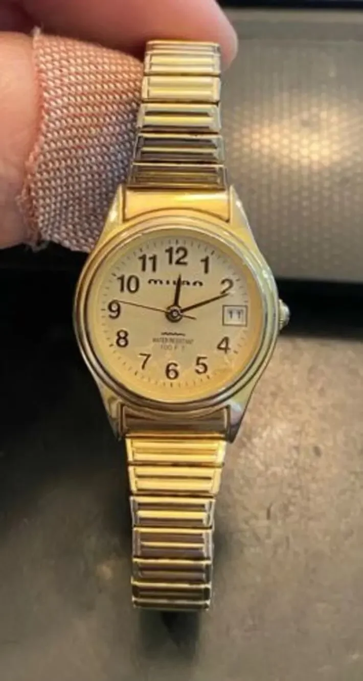 Womens Gold Tone Milan Watch, Date, Expansion Band